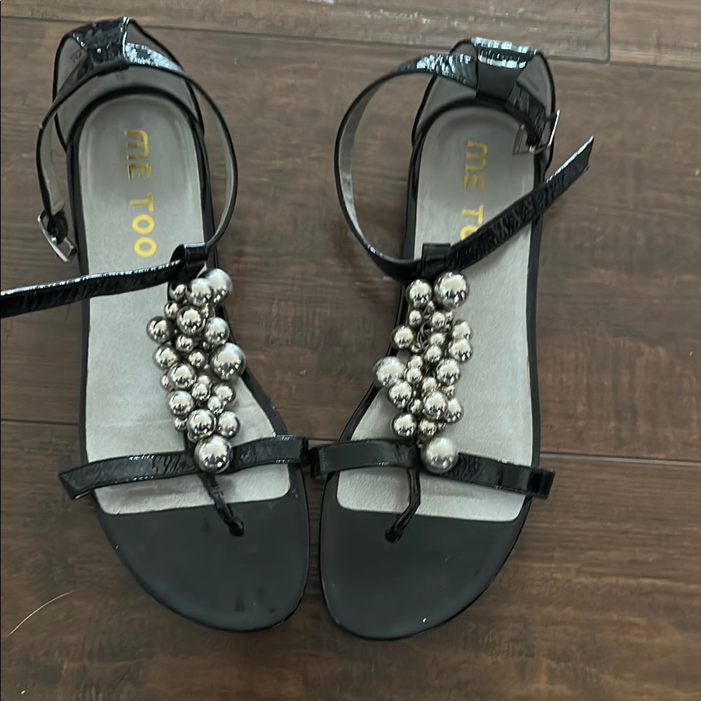 Me Too Black Sandals with Silver Accents